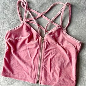 Killstar lost in sun pink velvet crop top
